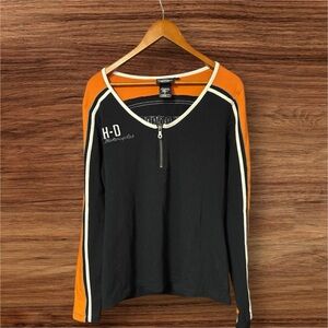 Old School Harley-Davidson Women’s Embroidered Quarter Zip Long Sleeve Top